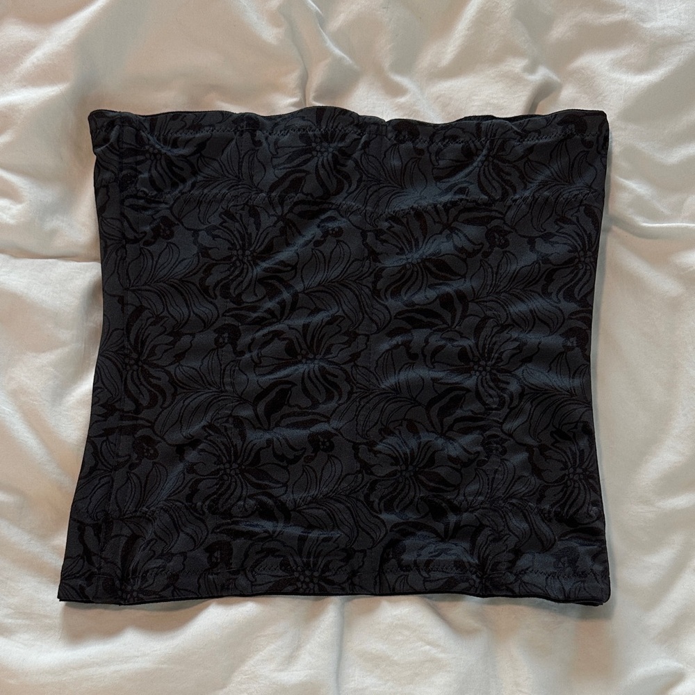 Black Floral Strapless Corset